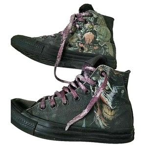 JOKER Converse Black Hi Tops Unisex Womens Size 6 Mens 4 DC Comics EU 36.5
